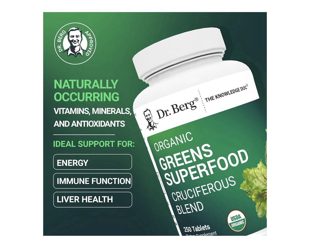Dr. Berg Greens Superfood Cruciferous Blend Vegetable 250 Tablets Super Greens