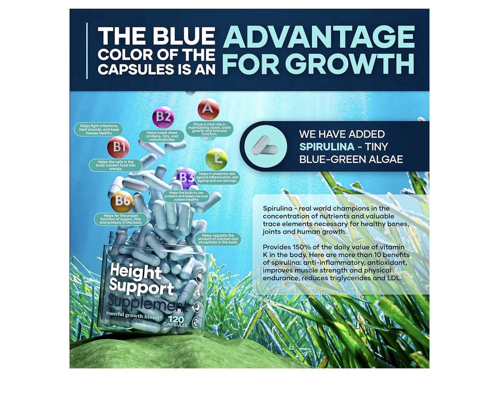 LM LILYNUTRAMOON Height Support Supplement  Powerful Growth Tens & Adults 120cap
