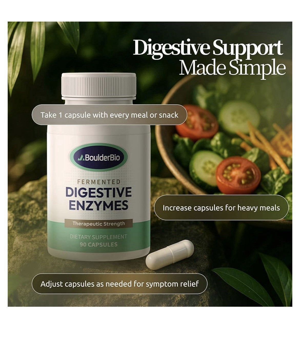 Boulder Bio Digestive Enzyme Fermented Gut Health Therapeutic Strength 90capsule