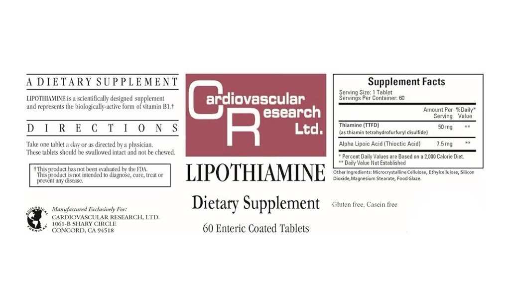 Cardiovascular Research Lipothiamine Vitamin Bl with Alpha-Lipoic Acid 2 Pack