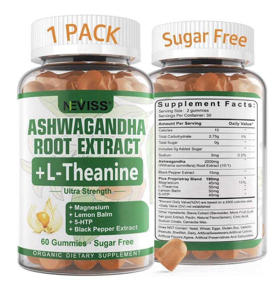 NEVISS Ashwagandha Root Extract Gummies with L-Theanine Calm Relaxation 60gumies