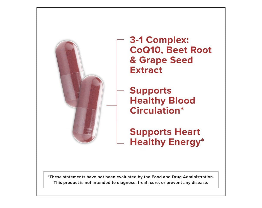 Qunol Blood Pressure Support Beet Extract with CoQ10 Heart Health Energy 2 Pack