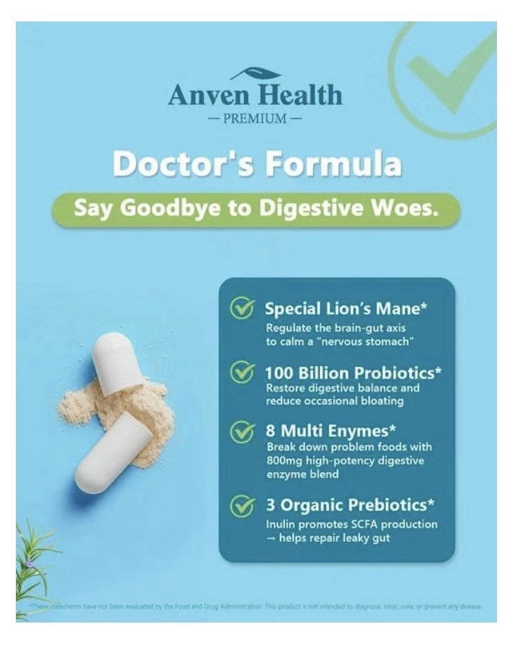3Pack Anven Health Digestive Enzymes 1 in 4 Digestive Formula Men & Women 100CFU