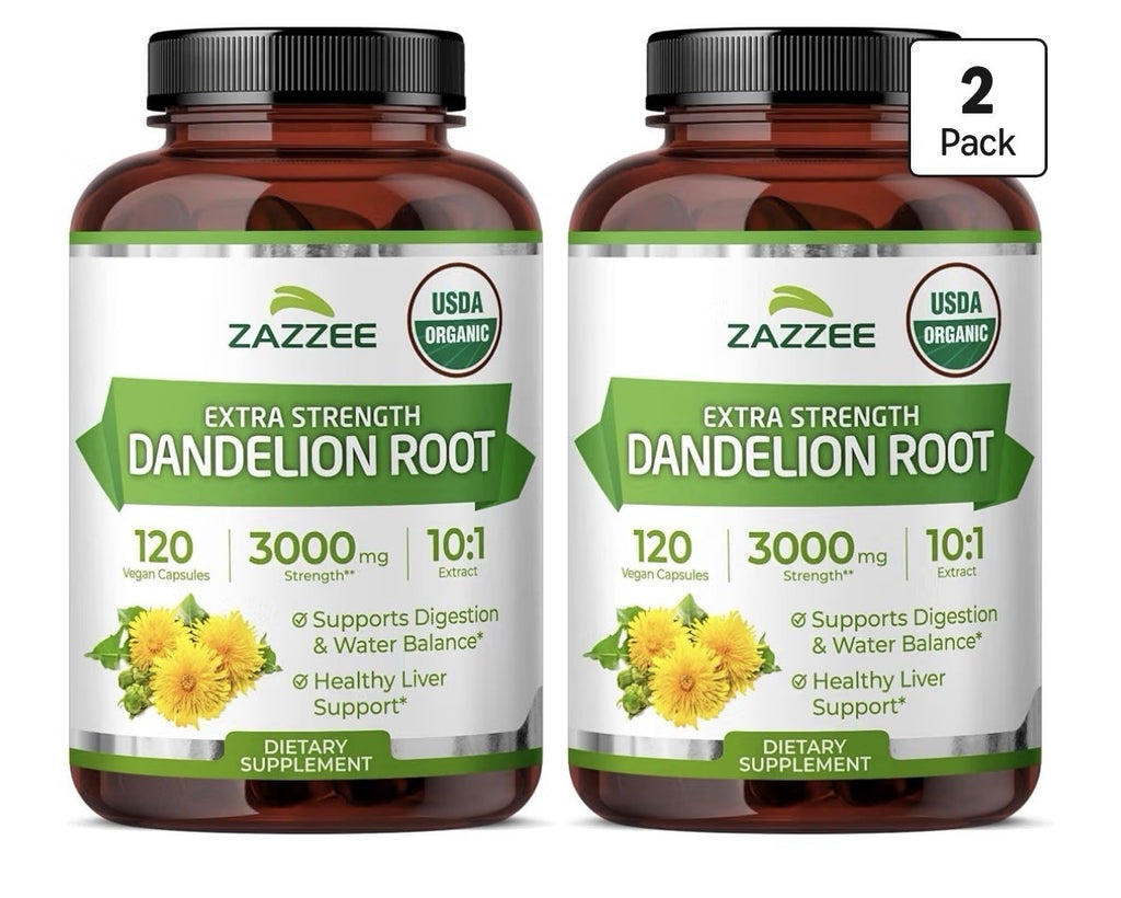 Zazzee Dandelion Root Digestive Water Balance Liver Support 8 Month Supply 2Pack