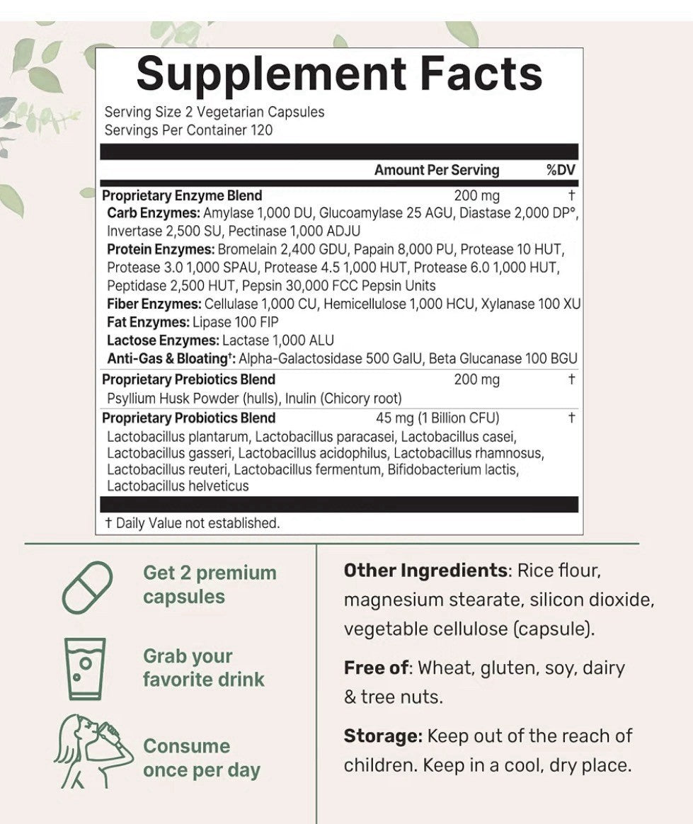 Micro Ingredients Super Enzymes + Prebiotics Probiotics Digestive Formula 240cap
