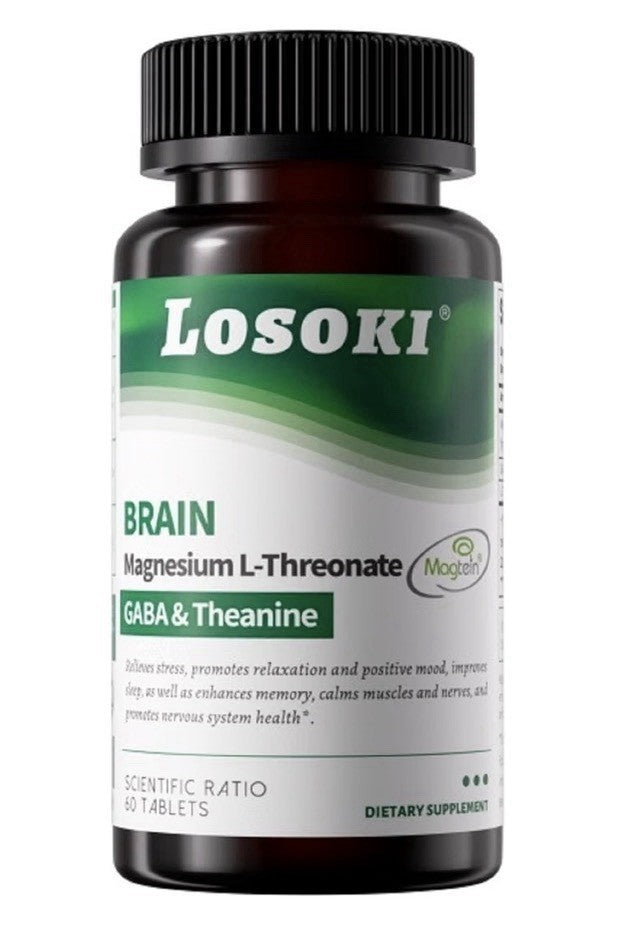 Losoki Brain Magnesium L-Threonate Reduce Stress Relaxation Positive Mood 60Tabs