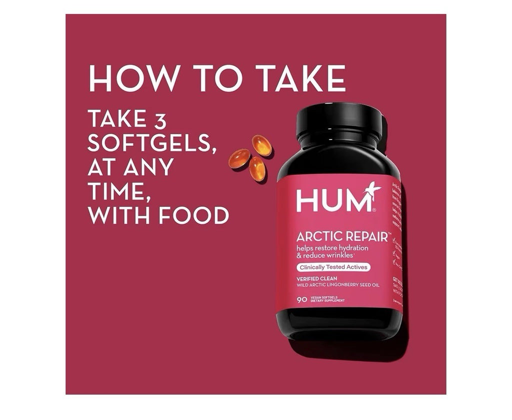 HUM Arctic Repair Clear Skin Supplement with Omega 3 Support Wrinkles 90capsules