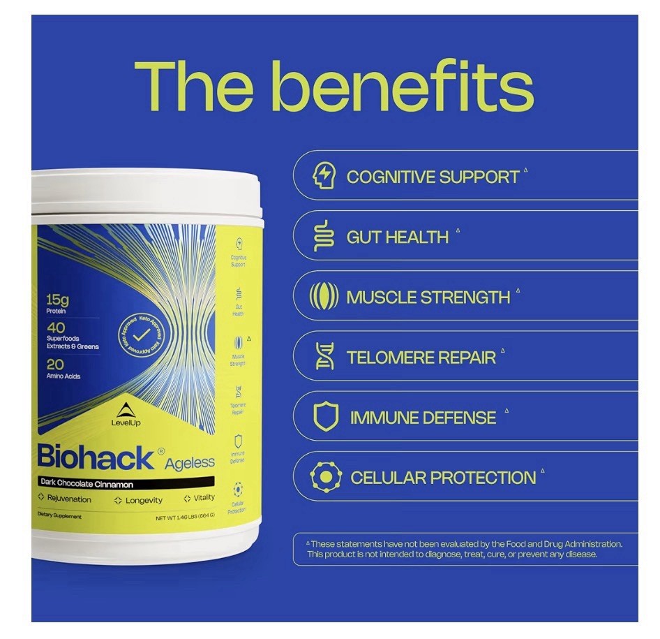 LevelUp Biohack Ageless Colostrum Collagen Superfoods Longevity Vitality 1.46LBS
