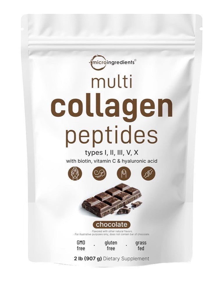Micro Ingredients Multi Collagen Peptides Powder Chocolate For Women & Men 2lb