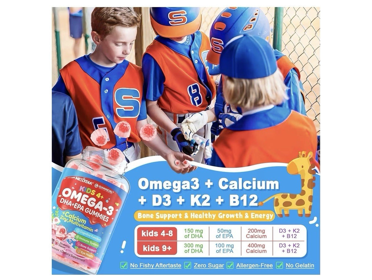 Nextdia Omega 3 EPA + DHA Gummies for Kids 4+ with Multivitamin 2 Pack