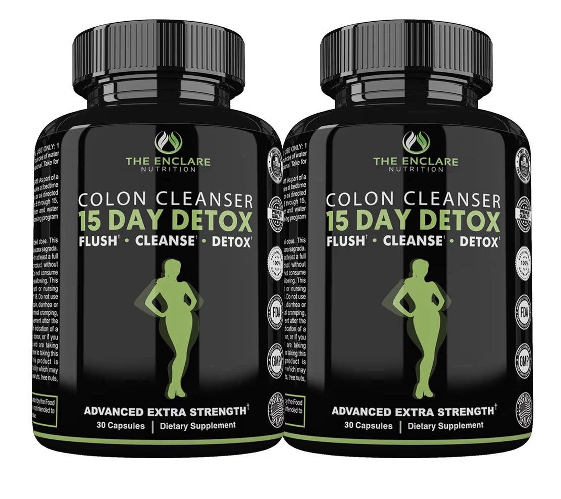 2Pack THE ENCLARE NUTRITION Colon Cleanse 15 Day Detox Flush Cleanse Women & Man