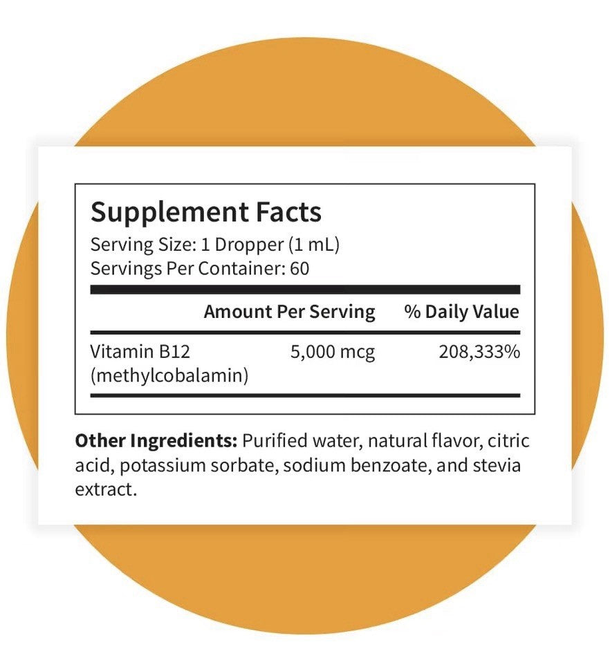 Pattern Wellness Vitamin B12 Immune System Cardiovascular Support 2oz Drops