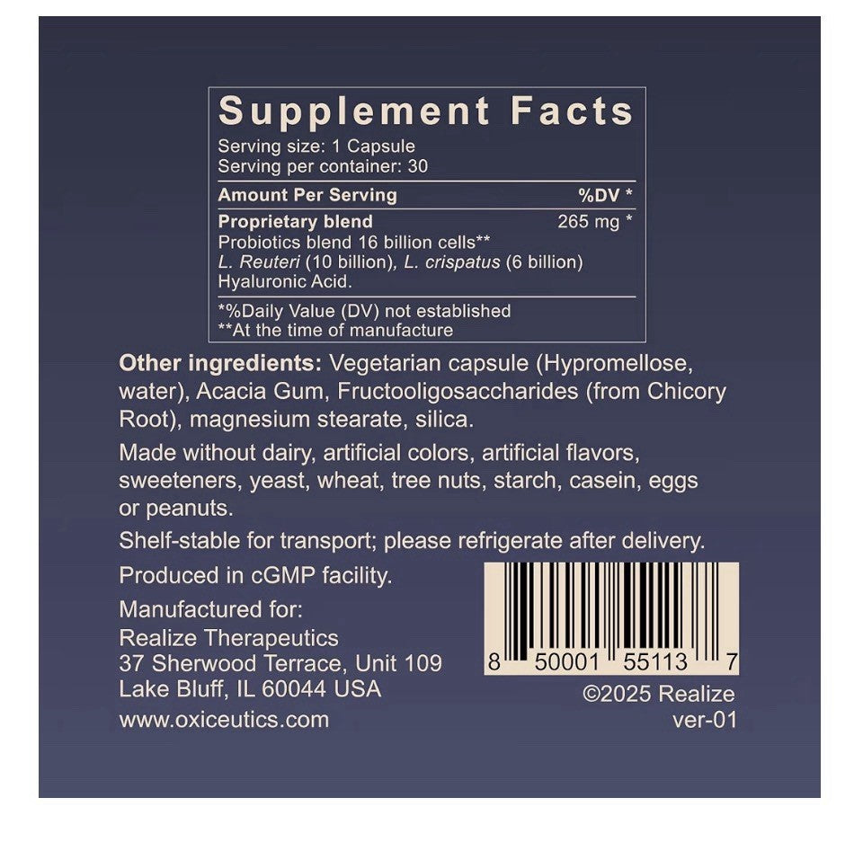 oxiceutics MyCrispatus™ L. crispatus + L. reuteri Suppprts Vagunal Health 30caps