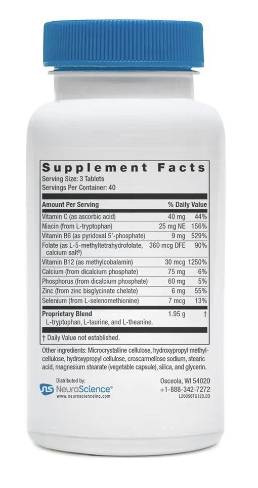 Neuroscience TravaGen Emotional Support and Stress Relief Supplement 120 Tablets