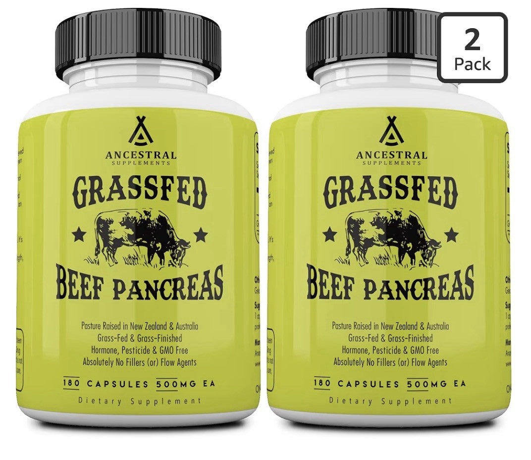2 Pack Ancestral Supplements Pancreas Beef Grass Fed Supplement Pasture Raised