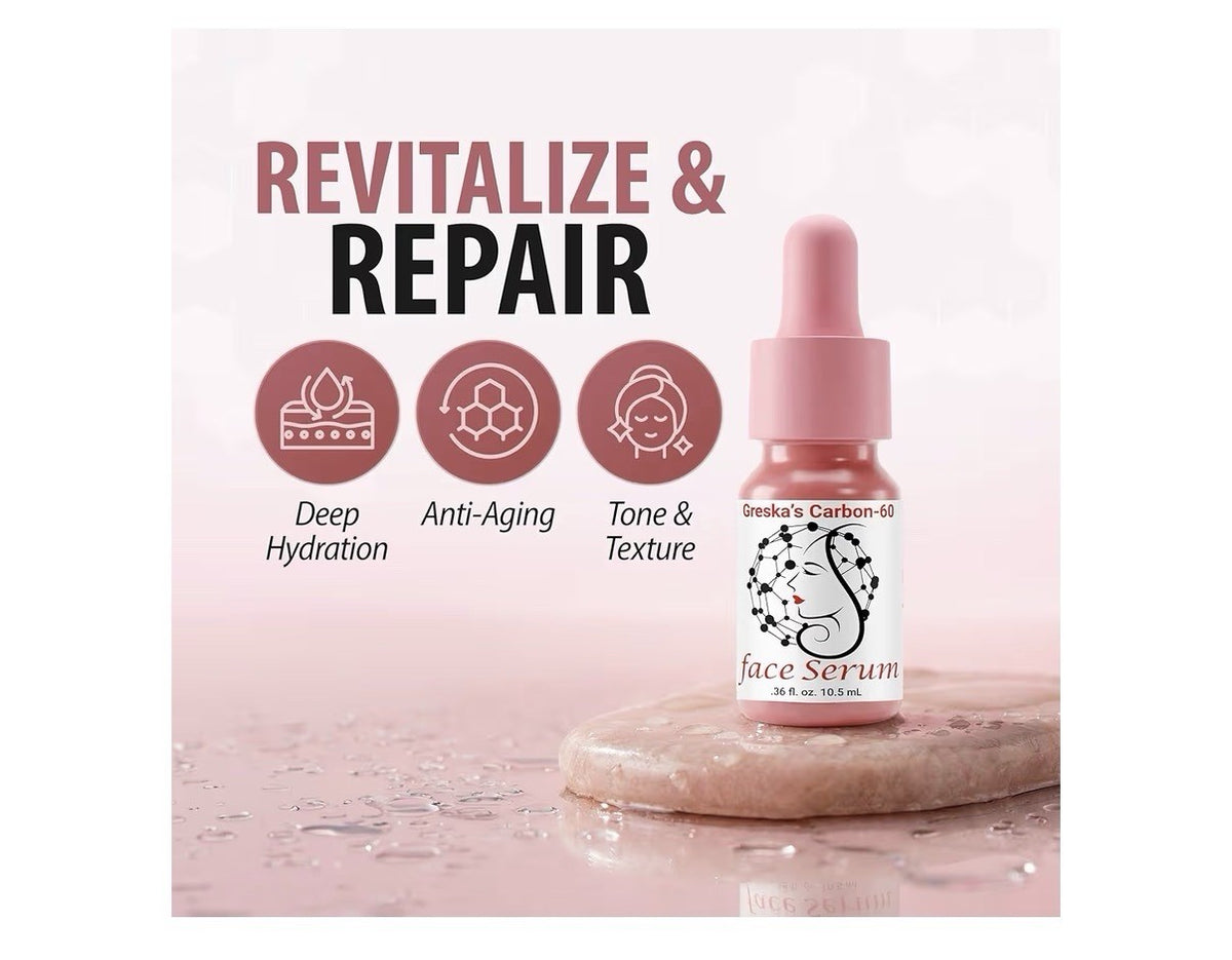 Greska's Carbon 60 Face Serum Skin Daily Moisturizer Recovery Repair 10ml