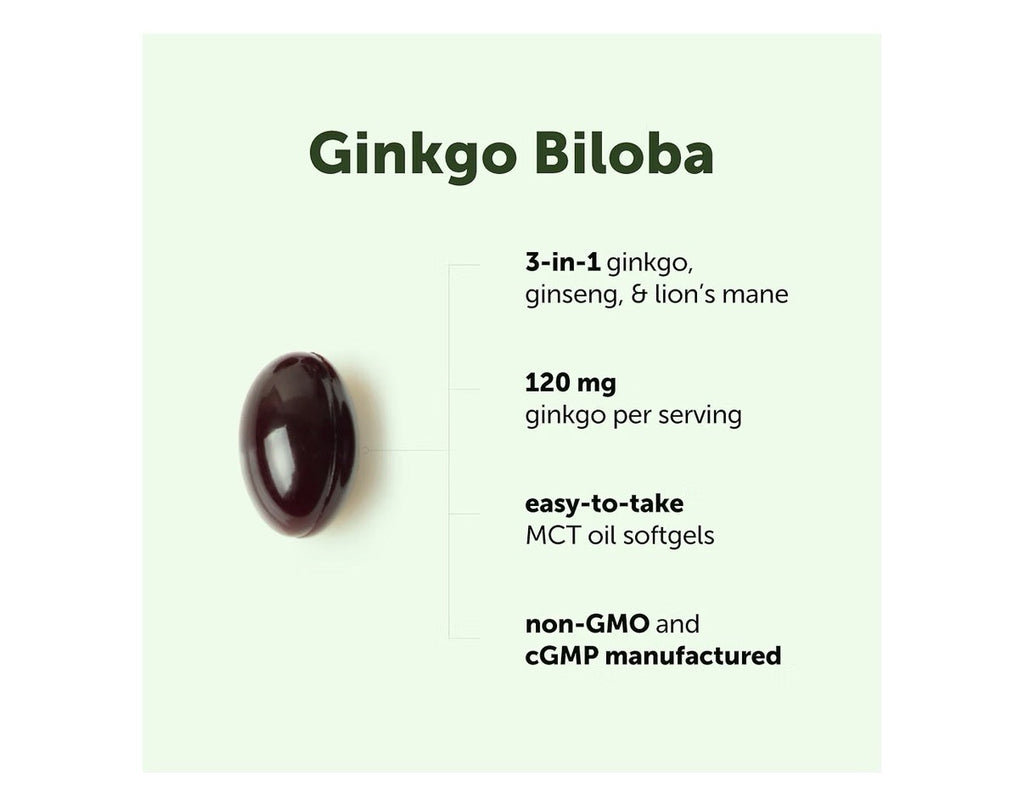 Micro Ingredients Ginkgo Biloba Panax Ginseng Lion’s Mane 400 Softgels