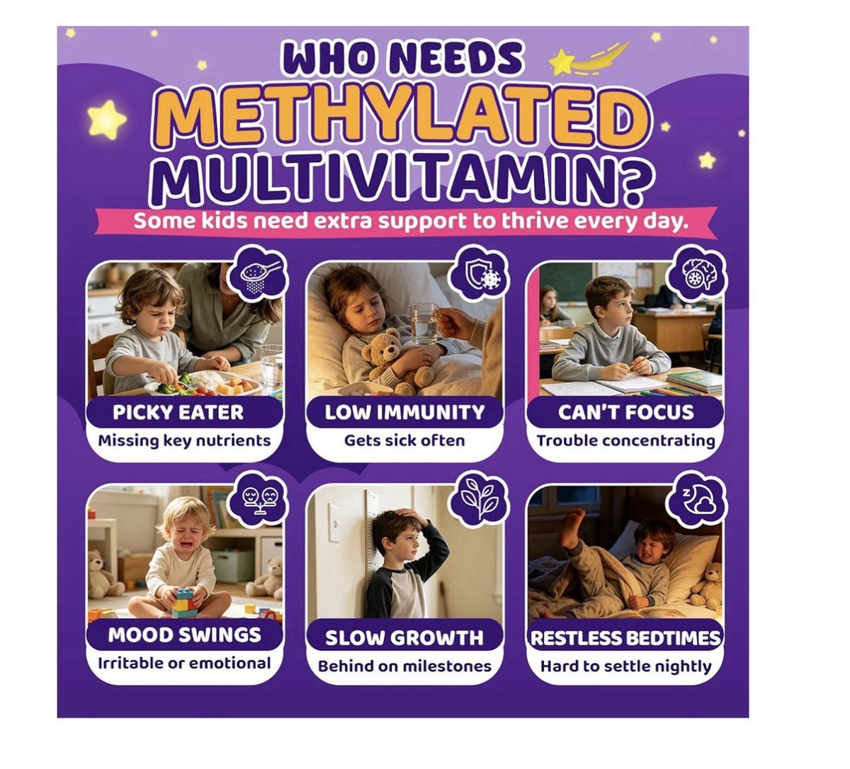 Neviss Kids 4+ Methylated Multivitamin Sleep Calm Brain Bone 60 Gummies 2 Pack