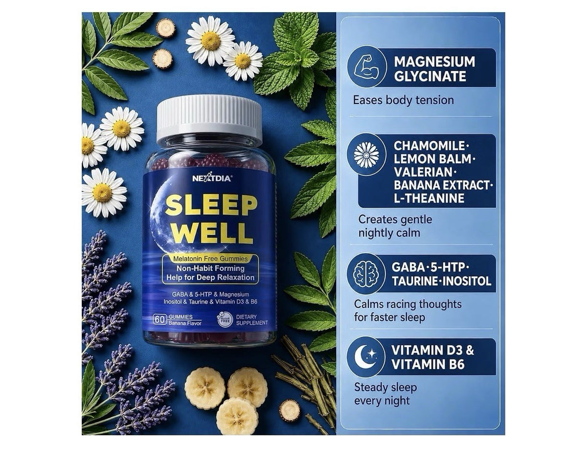 Nextdia Sleep Well MelatoninFree Gummies Adult Sleep Magnesium Glycinate 2 Pack