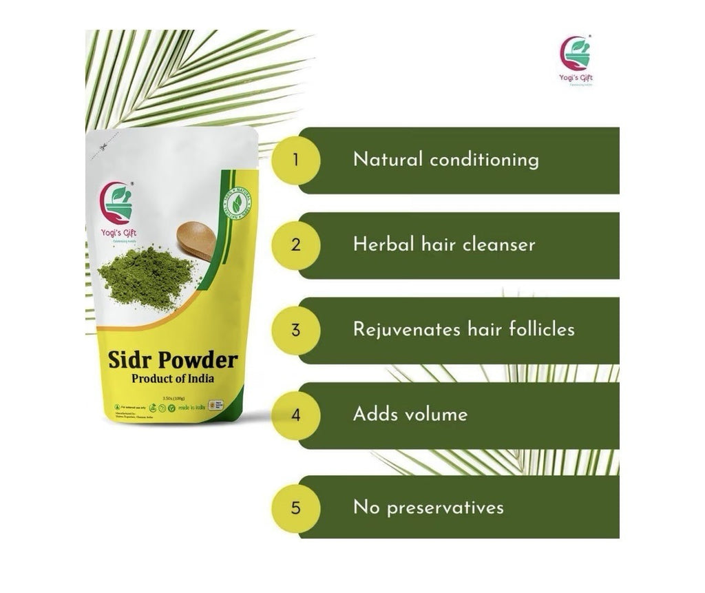 Yogi's Gift Sidr Powder Natural Herbal Hair Cleanser & Revitalizer 100 Grams