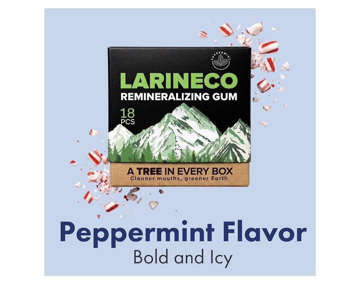 Larineco Remineralizing Gum Hydroxyapatite Xylitol Gum Peppermint Flavor 4 Pack