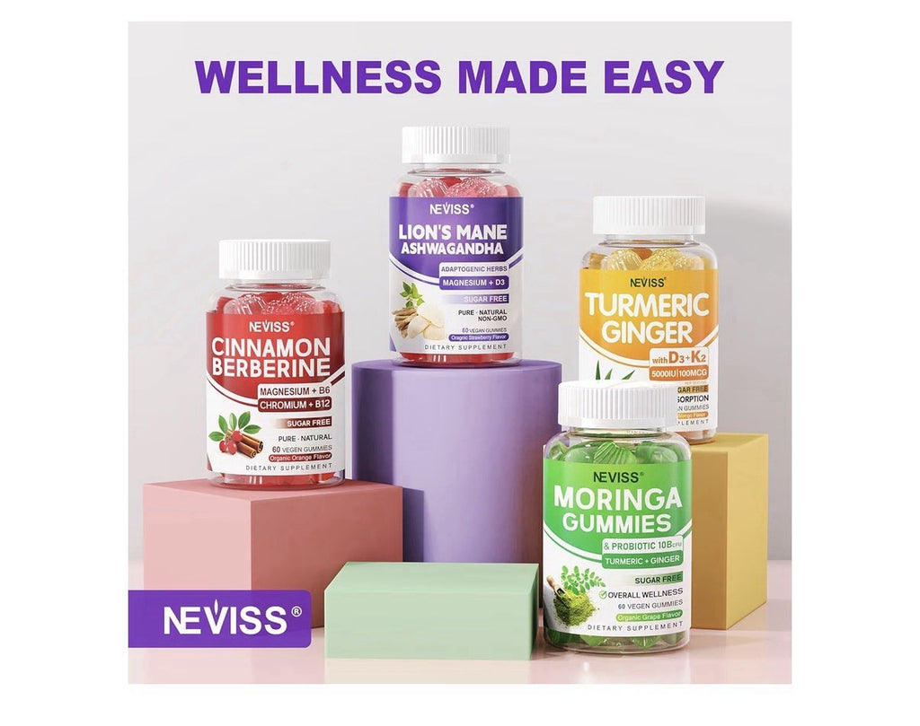 Neviss Lion’s Mane Ashwagandha Calm Cortisol Manager Women & Men 2 Pack Gummies