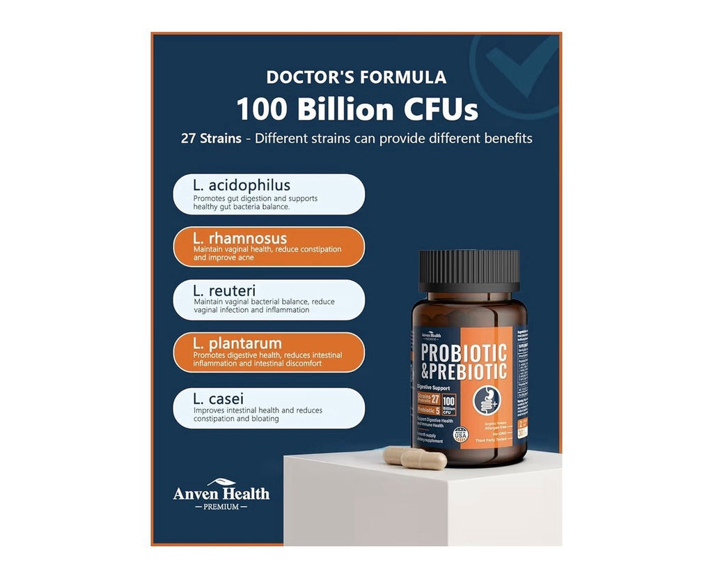 2Pack Anven Health Probiotic Prebiotic 100 Billion CFU for Men, Women 27 Strains