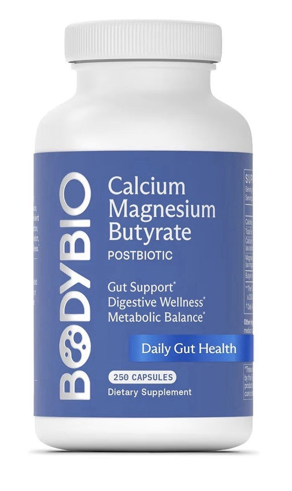 BodyBio Calcium Magnesium Butyrate Postbiotic Gut Digestive Bloat Support 250cap