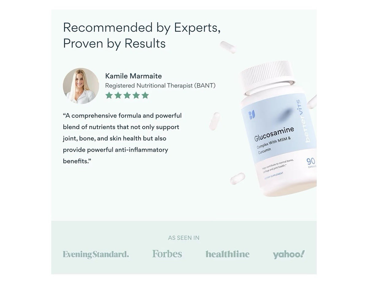 Bettervits Glucosamine Complex with MSM Сurcumin Joint Arthritis Supplement 90ca