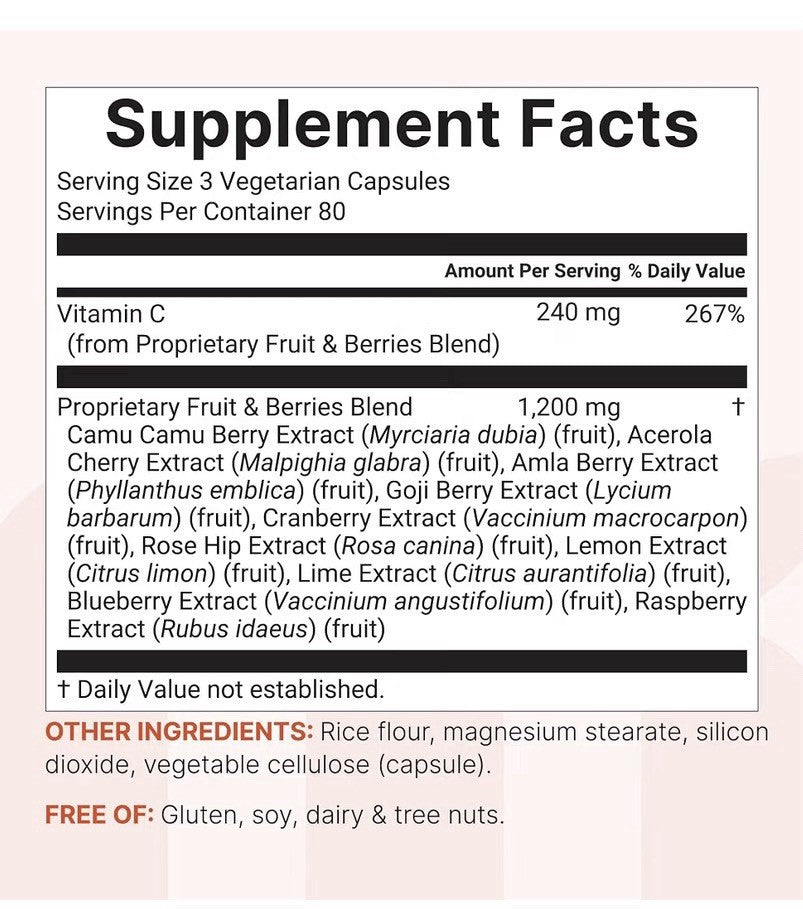 Micro Ingredients Whole Food Vitamin Derived From 10 Berries And Fruits 240 Caps