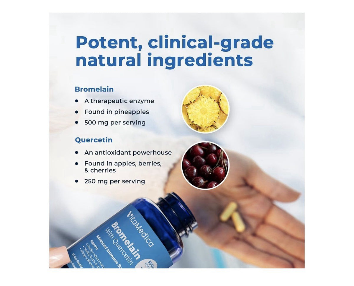 VitaMedica Bromelain & Quercetin Immune Support Joints Allergy Inflammatory 60ca