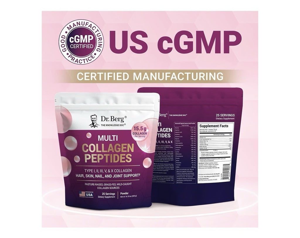 Dr. Berg Multi Collagen Peptides Powder Types I, II, III, V, X Unflavored Powder