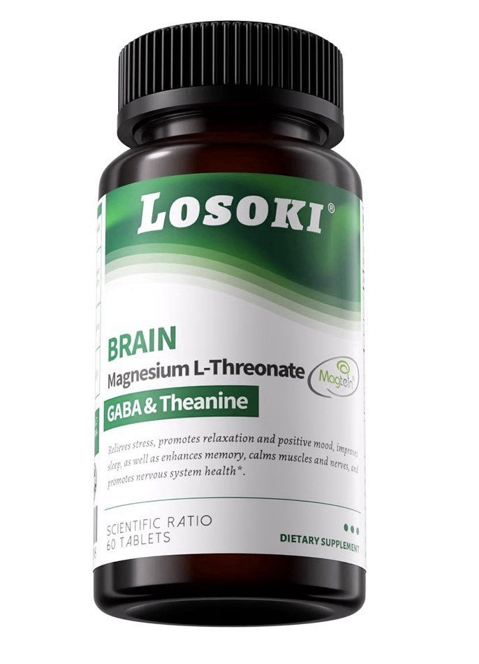 Losoki Brain Magnesium L-Threonate Reduce Stress Relaxation Positive Mood 60Tabs