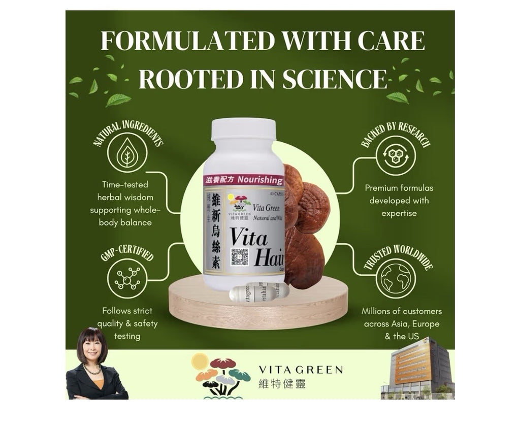 Vita Green Hair Growth Supplement Herbal Support For Thinning Graying Hair 90cap