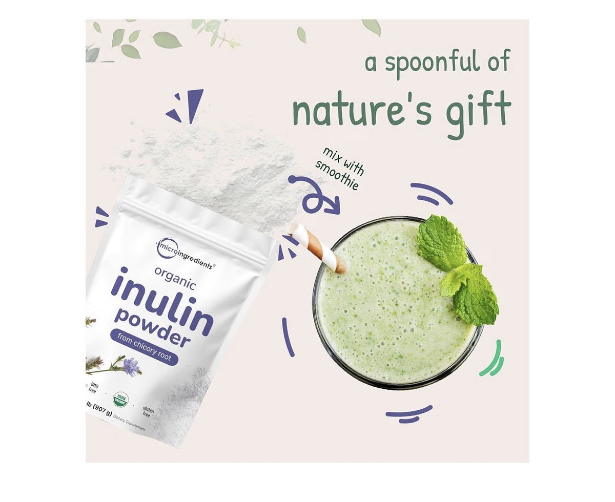 Micro Ingredients Inulin Powder Organic From Chicory Root 2lb