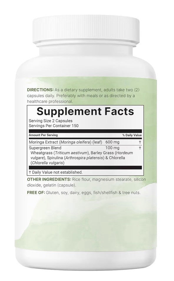 Micro Ingredients Moringa Oleifera with Supergreens 300 Capsules