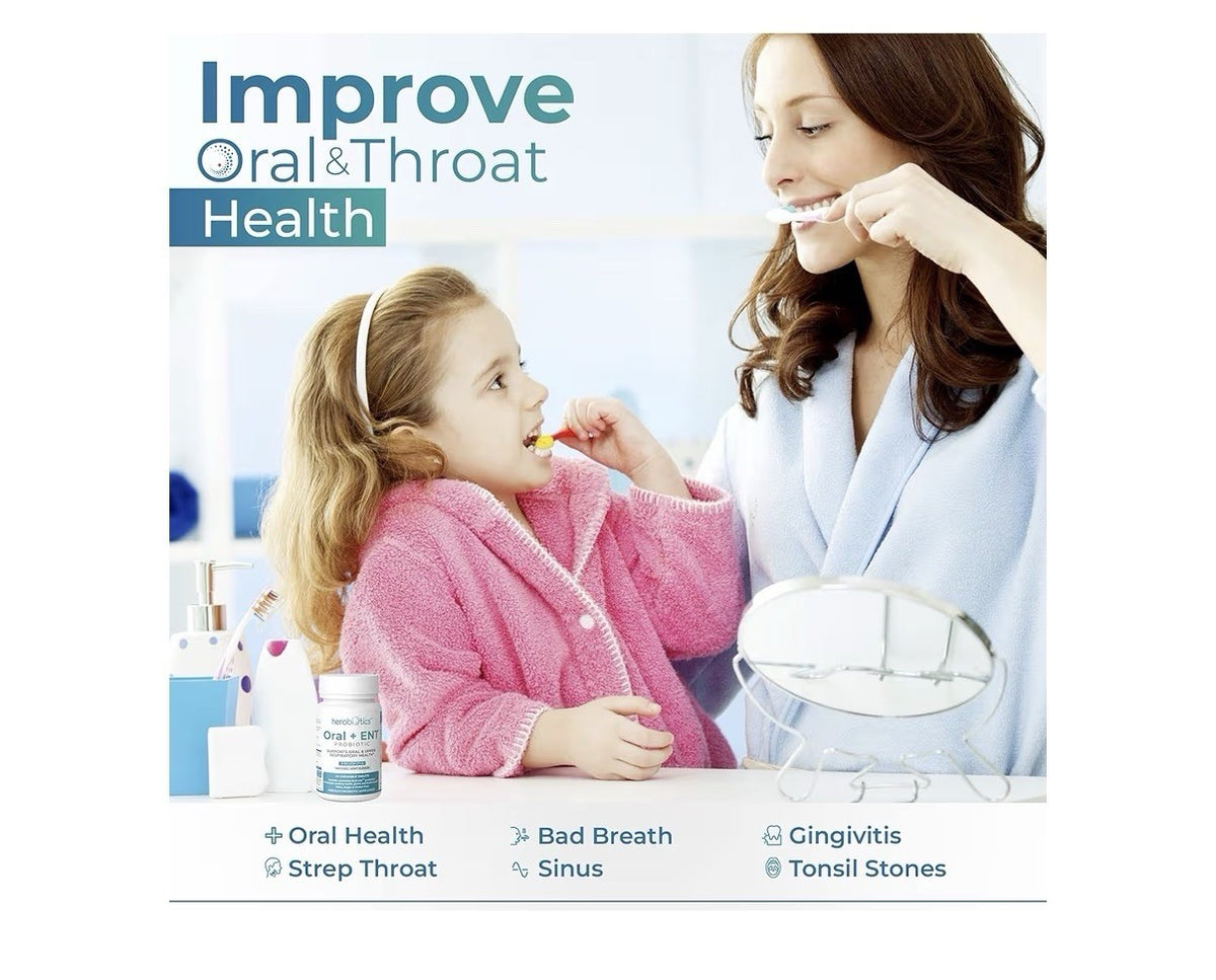herobiotics Oral+ENT Probiotics Better Breath Gingivitis Strep Throat 45Chewable