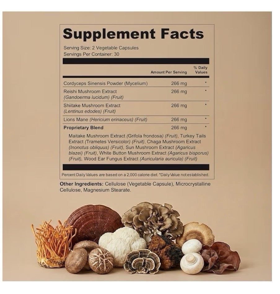 Vital Nutritive Vital Mushroom Complex Supplement Full Spectrum Support 60 Caps