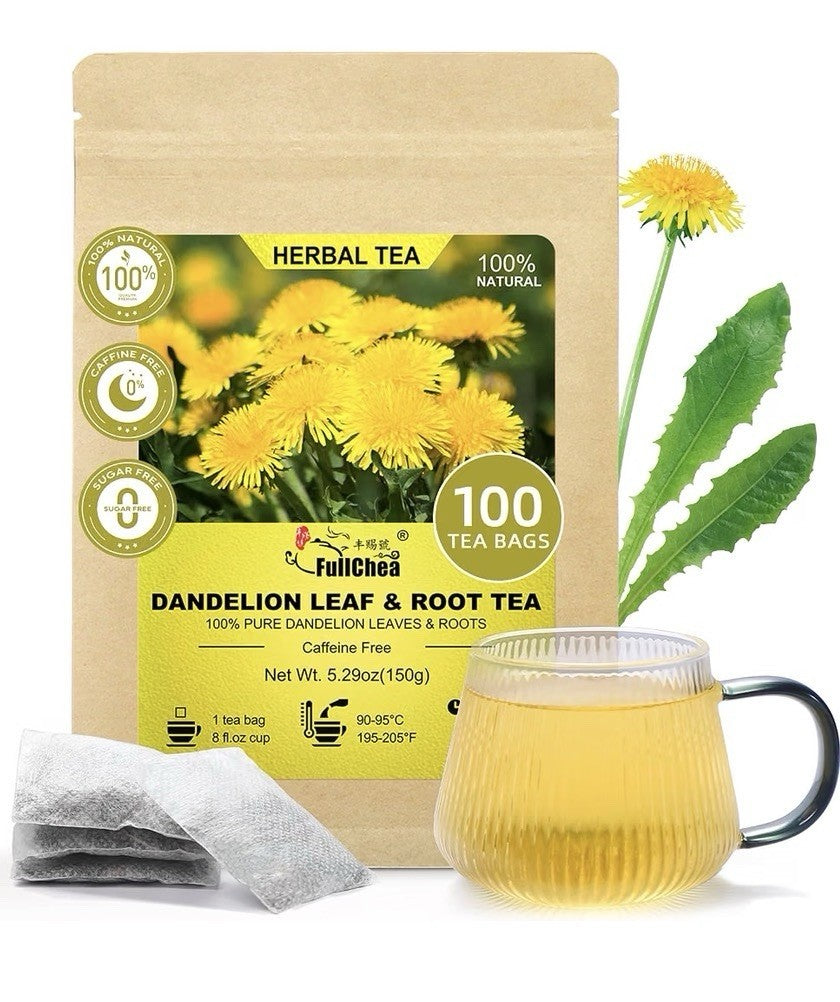 FullChea Dandelion Leaf Root Tea Herbal 100TeaBag Support Digestion Liver Kidney
