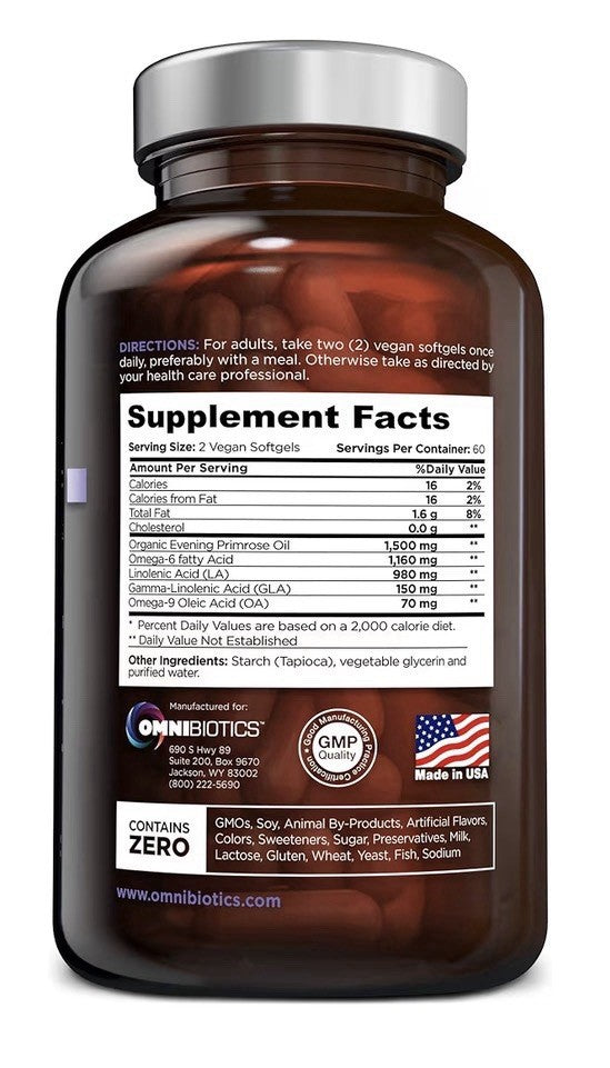 OmniBiotics Evening Primrose Oil Organic Clinical Strength Woman Hormone Balance