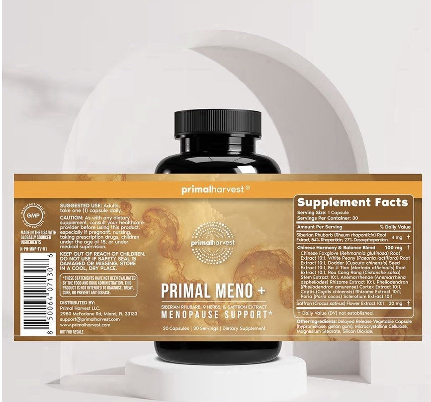 Primal Harvest Meno+ Menopause Support with Chinese Herbs Mood Support 2 Packs
