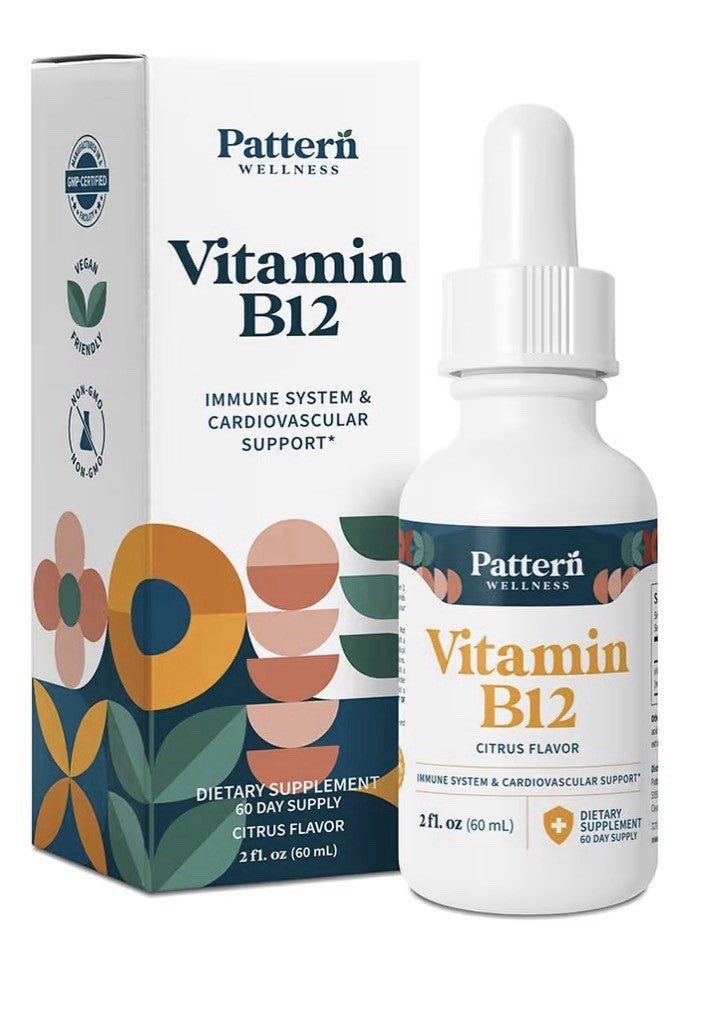 Pattern Wellness Vitamin B12 Immune System Cardiovascular Support 2oz Drops