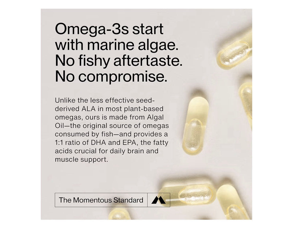 Momentous Vegan Omega-3 Fish Oil Foundational & Cognitive EPA & DHA 60 Capsules