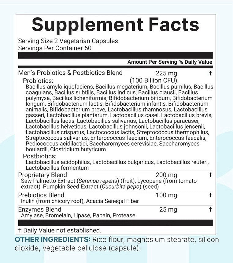 Micro Ingredients Men’s Probiotics 40 Strains 100 Billion CFU 120 Capsules