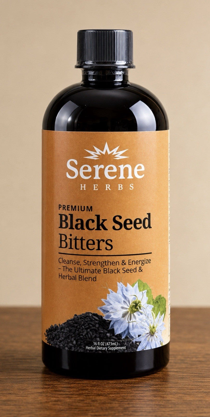 2 Pack Serene Herbs Black Seed Bitters Premium Cleanse Strengthen Energize