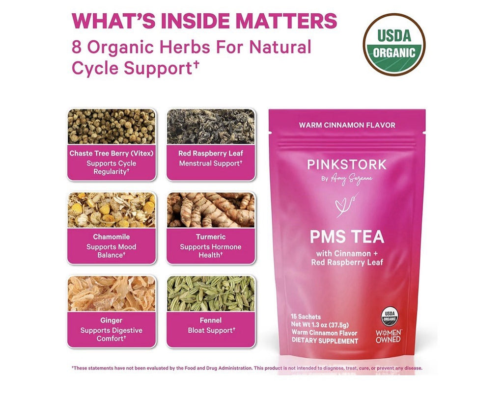 Pink Stork PMS Tea Hormone Balance Bloating Period Regularity Mood Swings Women