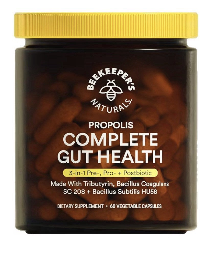 Beekeeper's Naturals Complete GutHealth Propolis 3inl PrebioticProbiotic 60cap