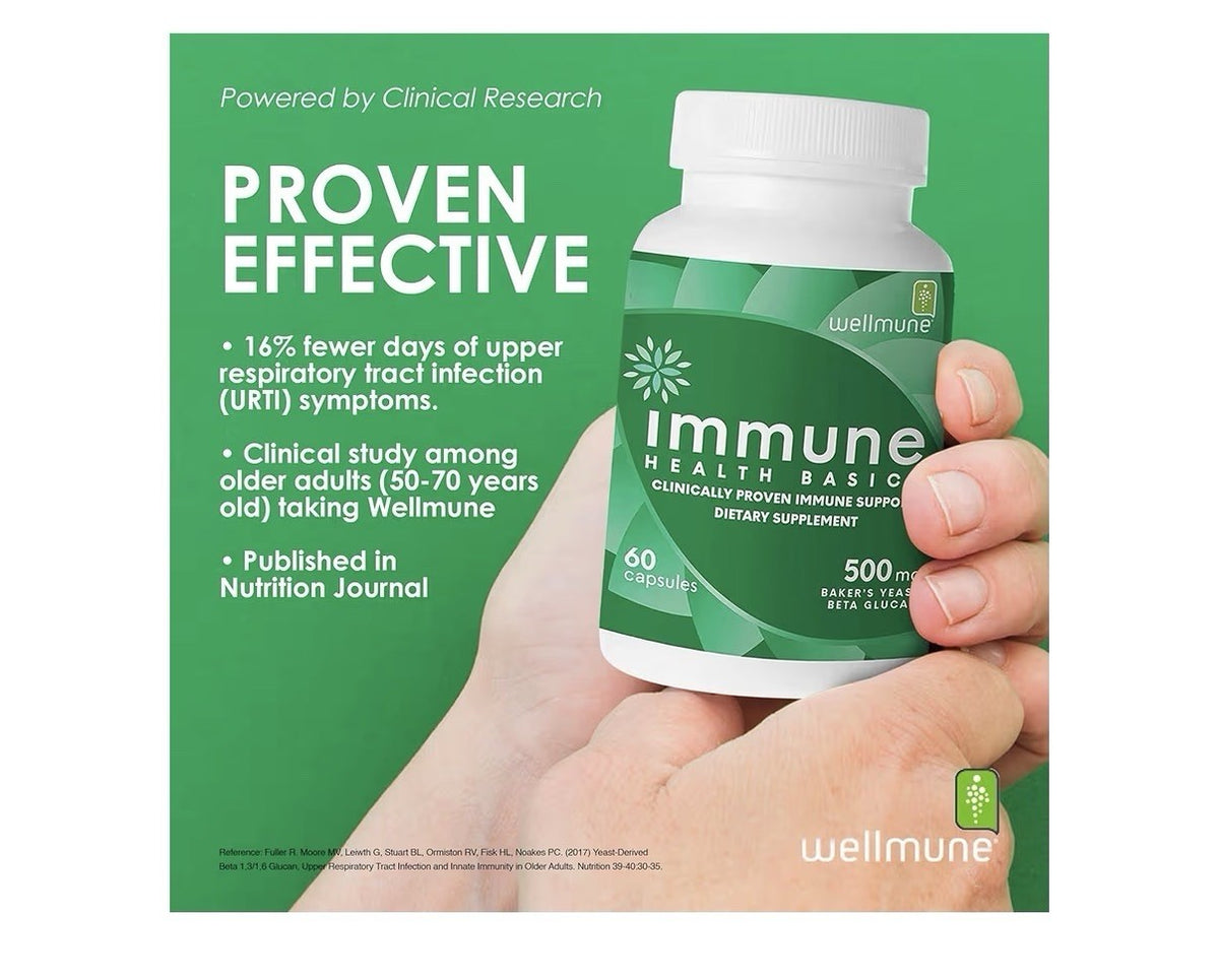 Immune Health Basics Wellmune Immune Support 500mg Beta Glucan Supplement 60caps