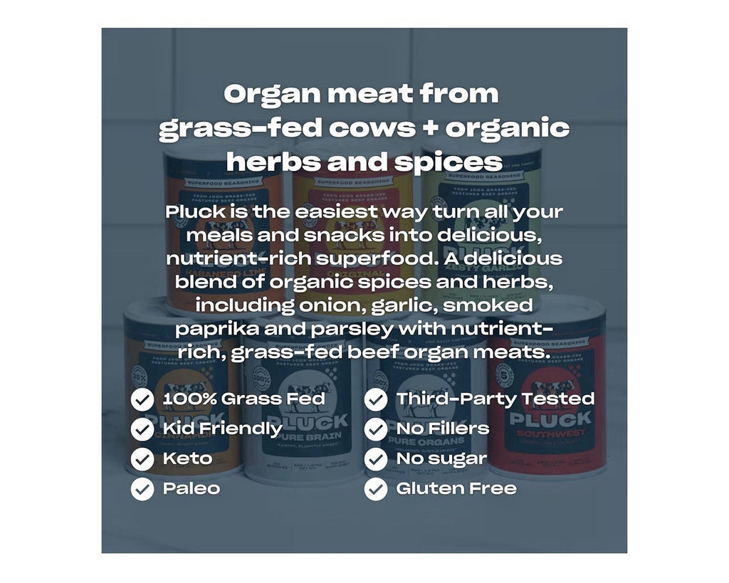 Pluck Original Organ Meat Blend Seasoning Grass-Fed Pastured Beef Organs 176serv