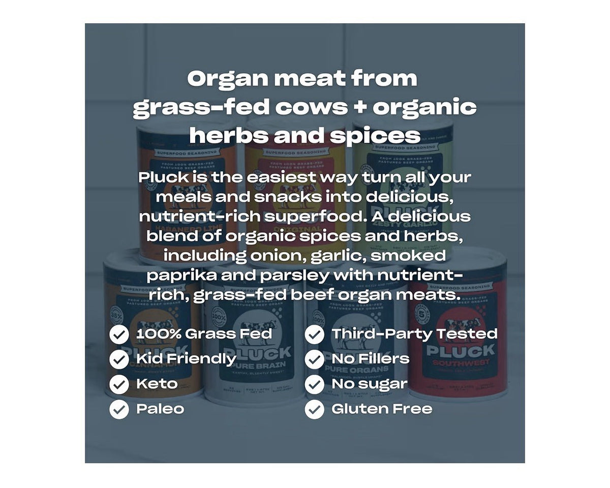 Pluck Original Organ Meat Blend Seasoning Grass-Fed Pastured Beef Organs 176serv